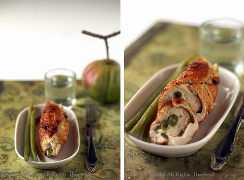 Involtini di pollo o tacchino con mozzarella e fagiolini