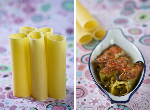 Cannelloni con zucchine e peperoni, profumati di origano