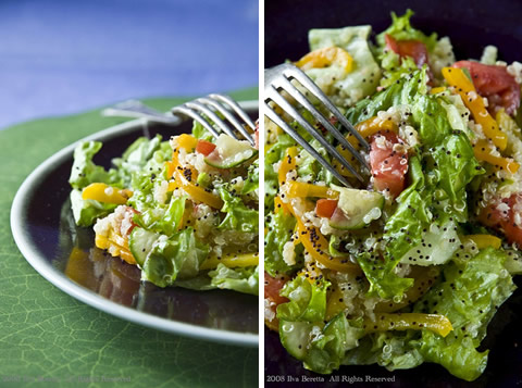 Insalata verde con quinoa marinata e mostarda