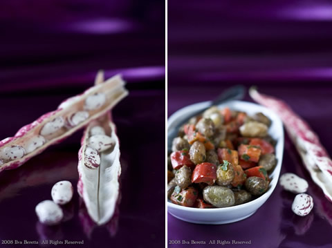 Borlotti brasati con peperoni rossi, prezzemolo e berbere