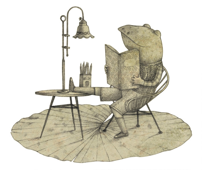 Illustrazione di Marco Somà da La regina delle rane non può bagnarsi i piedi, Copyright Bruaà 2012 - Copyright Kite per l’edizione italiana, 2013