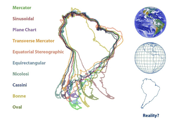 Qual è la vera forma dell'America del Sud? (anche le immagini satellitari non sono che proiezioni, scrive Rankin)