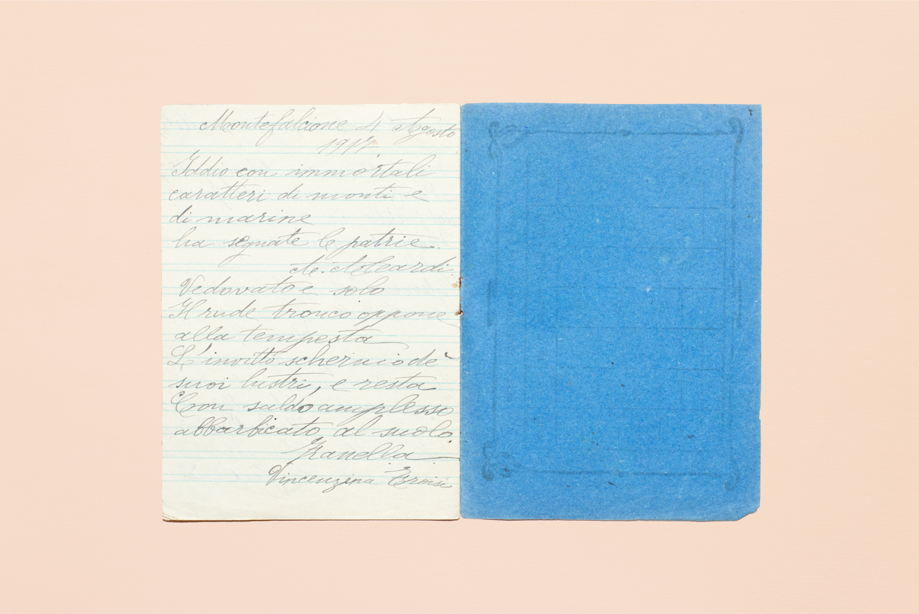 Pagine di un quaderno del 1916, il più vecchio finora raccolto