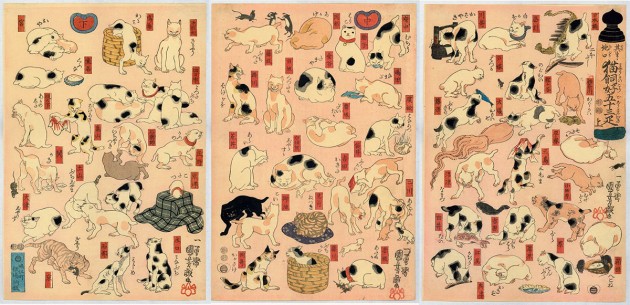 Utagawa Kuniyoshi (1797-1861), “Cats suggested by the fifty-three stations of the Tōkaidō”, 1847, color woodblock print