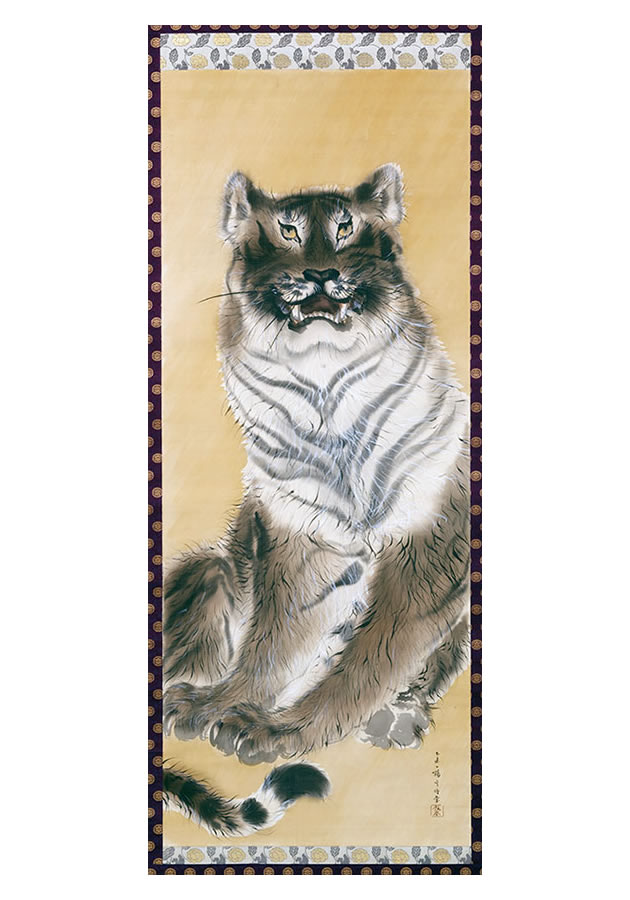 Kishi Chikudō (1826-1897), “Majestic seated tiger”, 1865, ink and color on silk