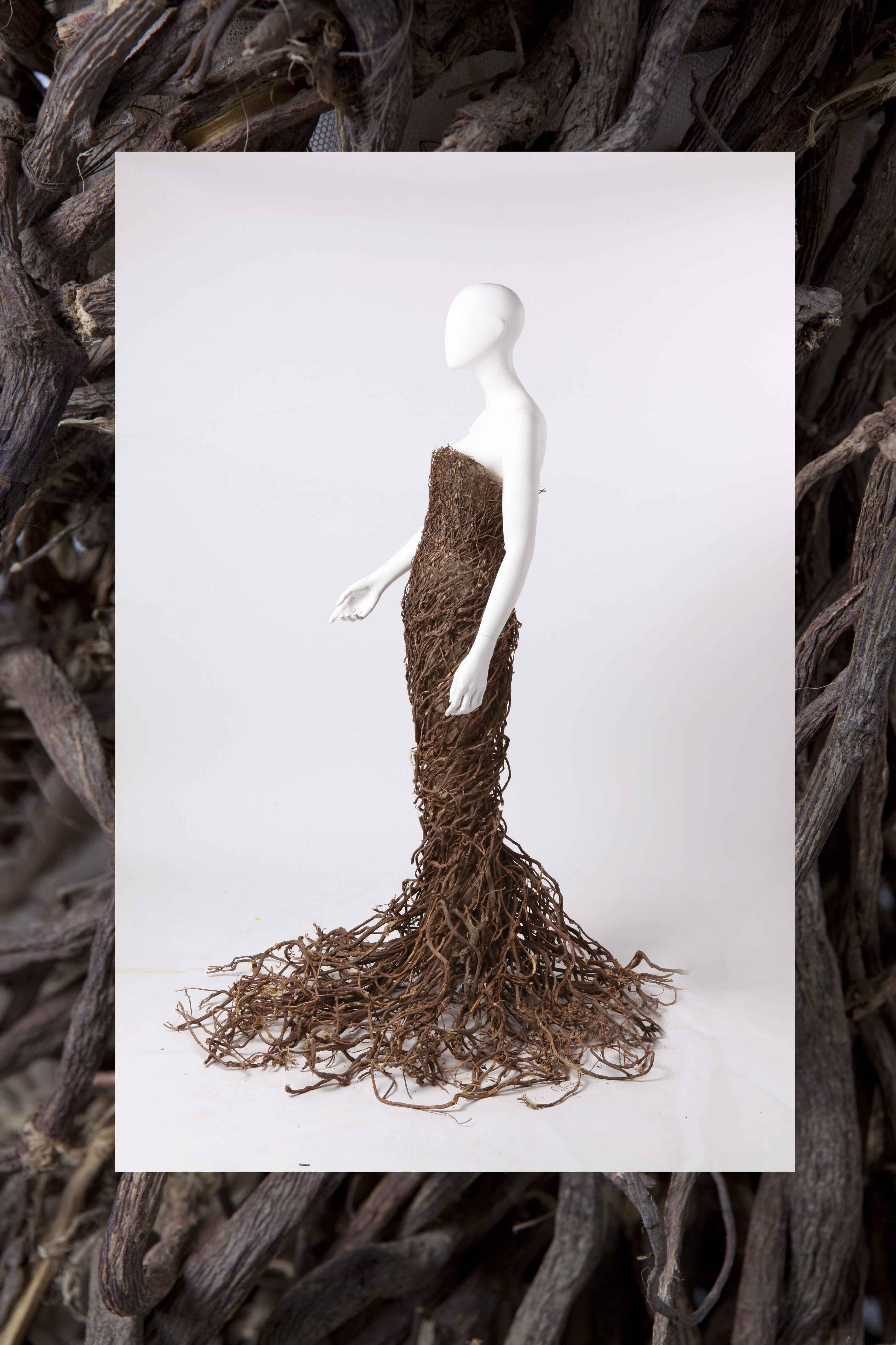 Tiziano Guardini Collezione Natural Couture 2013 Abito scultura realizzato ricamato con radici di liquirizia della ditta Amarelli. Fa parte della personale Natural Haute Couture Courtesy Tiziano Guardini