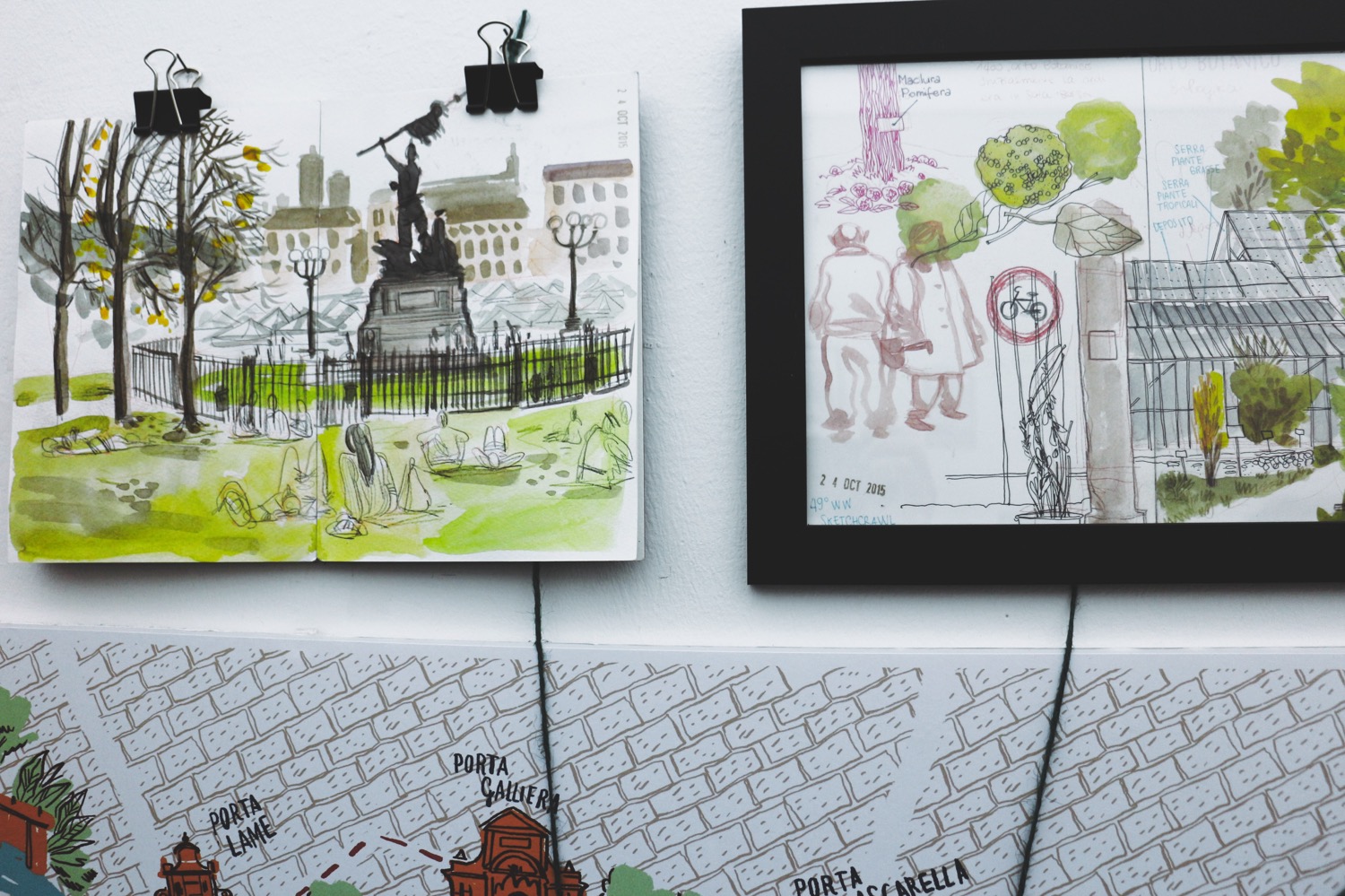 Sara Menetti, dalla mostra “Diari di viaggio: Storie di città illustrate” (foto: Simone e Sveva Sbarbati per Frizzifrizzi)