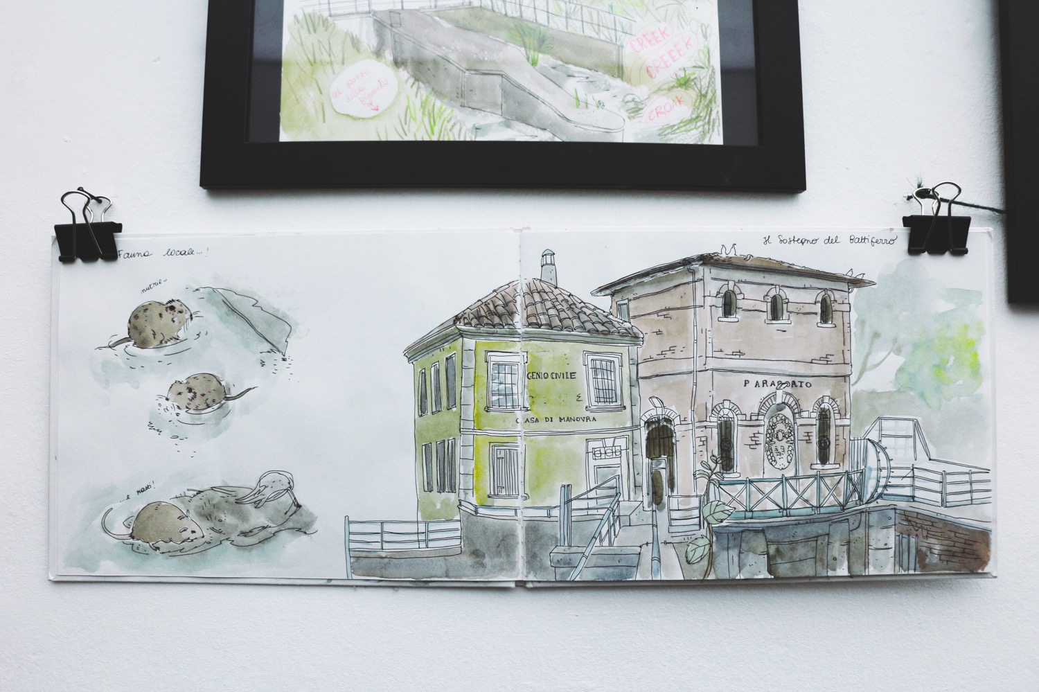 Sara Menetti, dalla mostra “Diari di viaggio: Storie di città illustrate” (foto: Simone e Sveva Sbarbati per Frizzifrizzi)