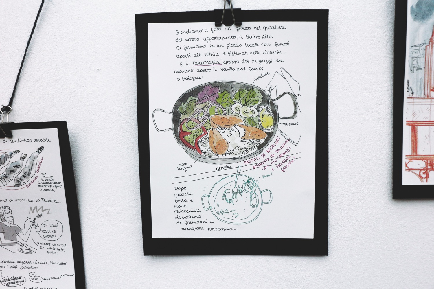 Sara Menetti, dalla mostra “Diari di viaggio: Storie di città illustrate” (foto: Simone e Sveva Sbarbati per Frizzifrizzi)