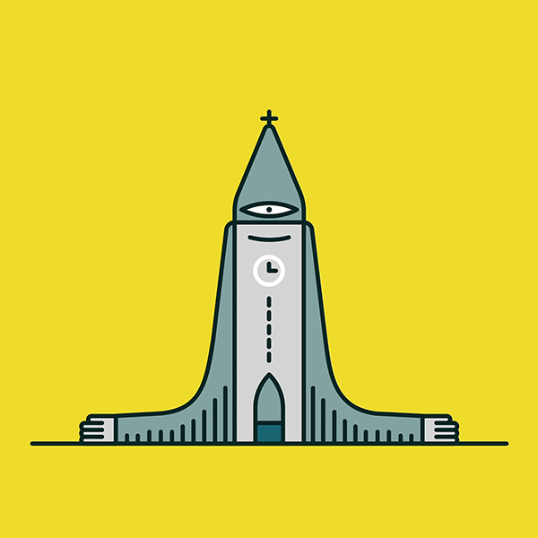 Hallgrímskirkja Reykjavik, Islanda progettato da Guðjón Samúelsson inaugurato nel 1986