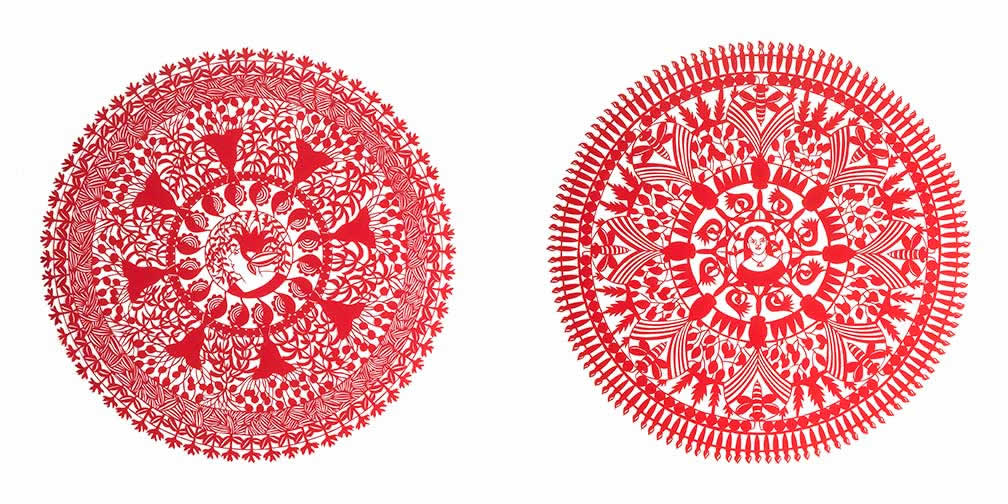 a sinistra: Bloom with me, 2014; a destra: In my gardern, 2014 © Bhavna Mehta