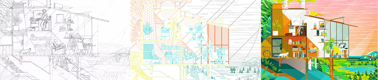 le varie fasi della lavorazione dell'illustrazione © Ben The Illustrator