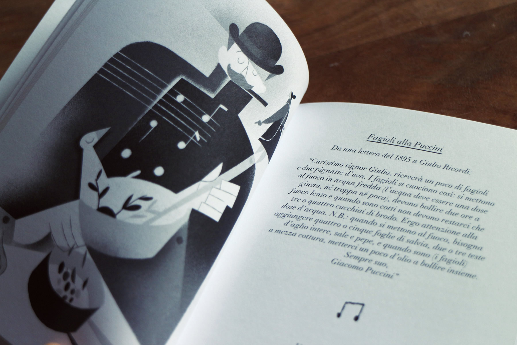 Forchette e melodie - Musicisti in cucina, di Gian Nicola Vessia, illustrazioni di Riccardo Guasco, Raum Italic 2016 (foto: Frizzifrizzi)