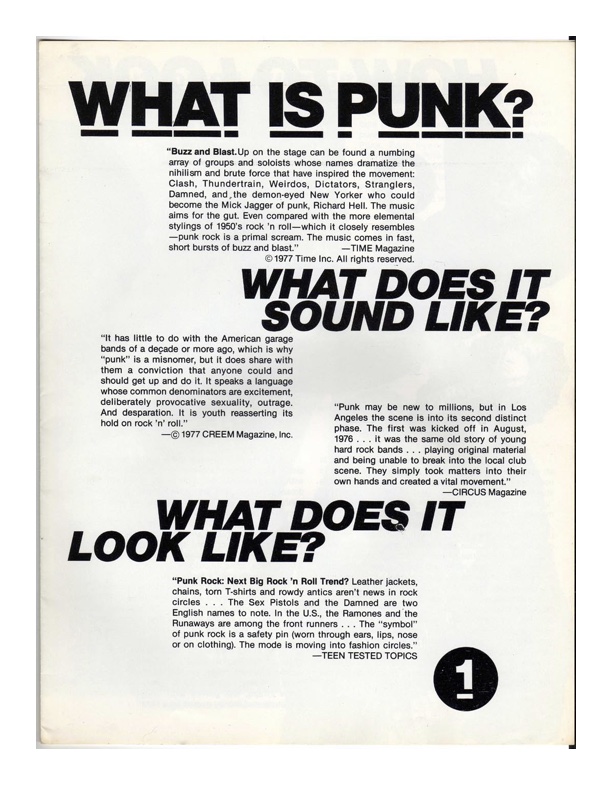 “How To Look Punk!”, Mary Elizabeth 'Marliz' Norton, 1977